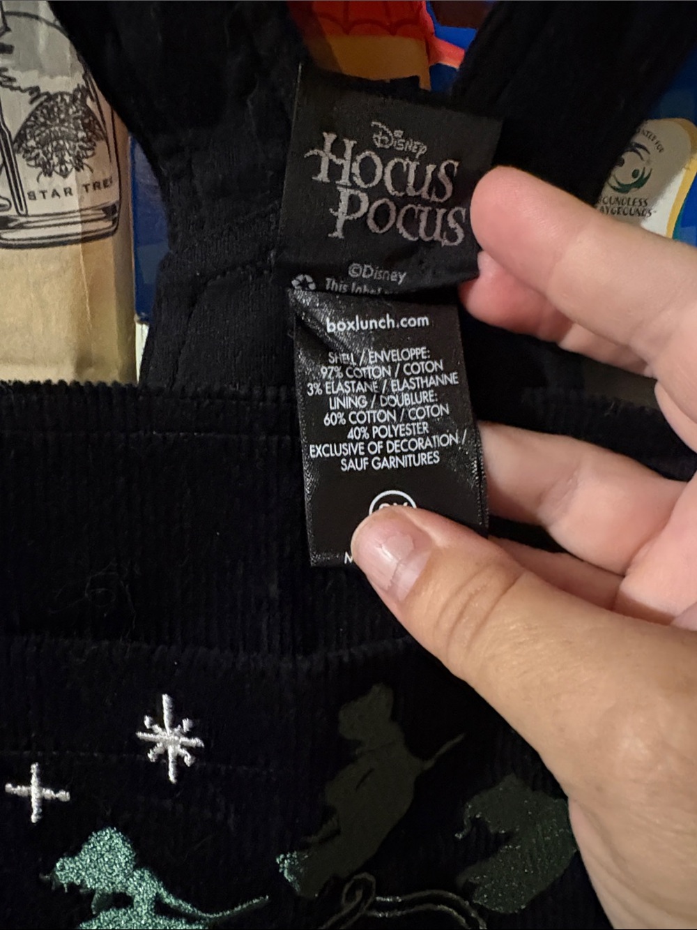 Disney Box Lunch Black Embroidered Corduroy Overalls skirt One-Piece Hocus Pocus - Picture 3 of 8
